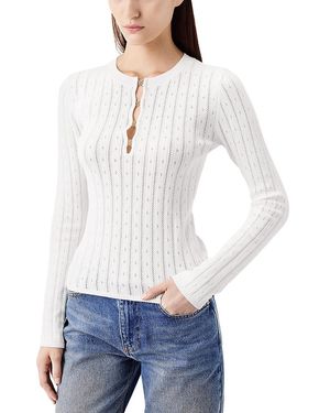 Tresser Pointelle Ribbed Sweater - White