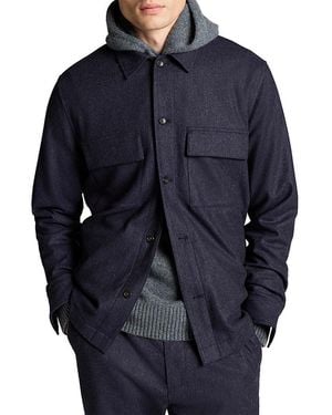 Vince Twill Tailored Pocket Shirt Jacket - Blue