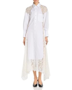 Stella McCartney Lace Paneled Poplin Shirtdress - White