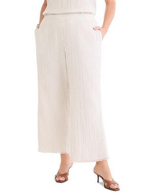 NIC+ZOE Pinstripe Gauze Wide Leg Pants - White