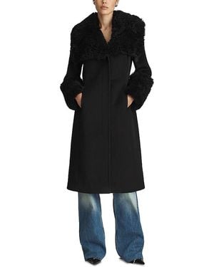 Dawn Levy Athena Shearling Trim Coat - Black