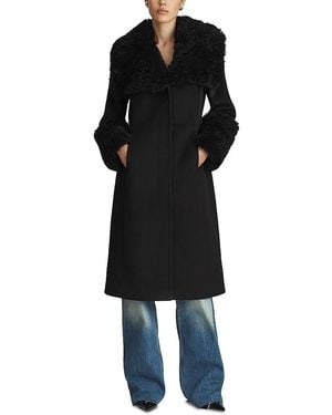 Dawn Levy Athena Shearling Trim Coat - Black