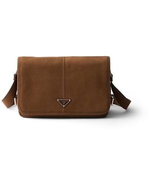 Prada Nubuck Leather Shoulder Bag - Brown