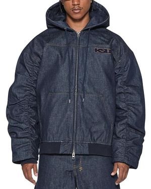 Ksubi Slouchy Drawstring Logo Bomber Jacket - Blue