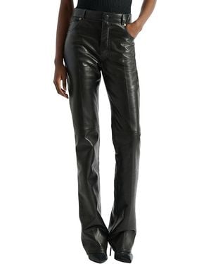 Balmain Leather High-Waisted Pants - Black