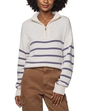Splendid Georgie Stripe Quarter Zip Jumper - Grey