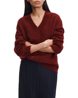 Rag & Bone Jada Brushed Cashmere V Neck Sweater - Red