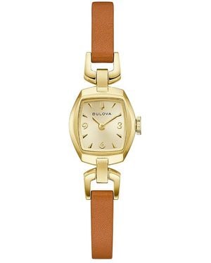 Bulova Goddess Of Time Jackie Leather Strap Watch, 18Mm X 18Mm - Metallic