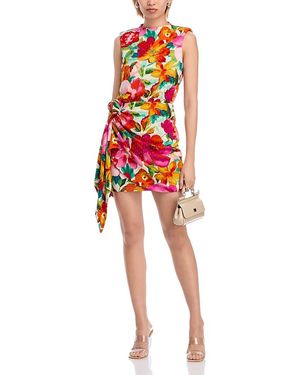 Aqua Floral Jersey Mini Dress - Red