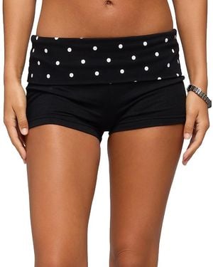 Edikted Kizzy Polka Dot Foldover Micro Shorts - Black