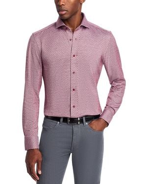 BOSS Hank Spread Collar Slim Fit Button Down Shirt - Purple