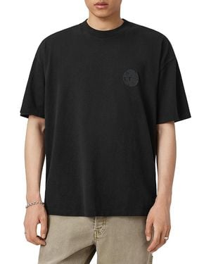 AllSaints Oversized Waved Logo Tee - Black