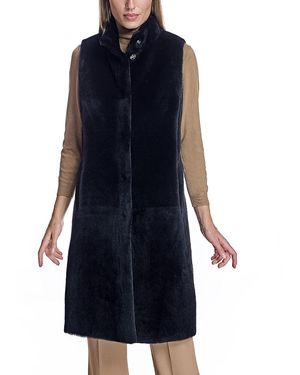 Maximilian Reversible Shearling Lamb Vest - Blue
