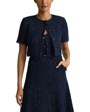 St. John Sabine Starlight Tweed Bolero Jacket - Blue