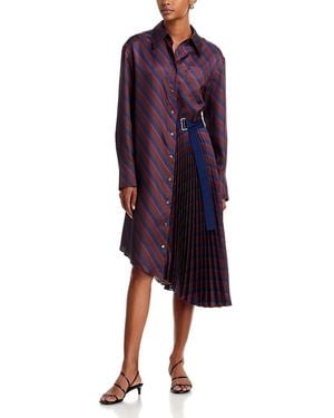 3.1 Phillip Lim Striped Asymmetrical Shirt Dress - Purple