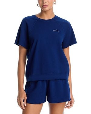 Aqua Julia Wave Short Sleeve Sweatshirt - Blue