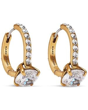 Marc Jacobs Crystal Proposal Ring Hoop Earrings - Metallic