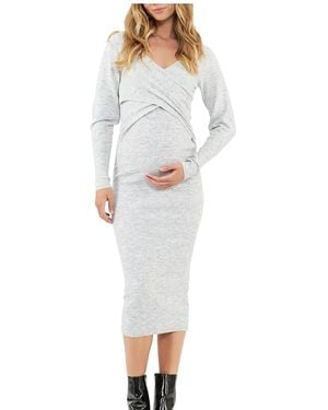 Ripe Maternity Heidi Nursing Knit Dress - White