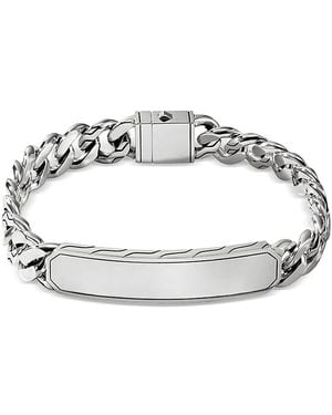 John Hardy Sterling Carved Chain Id Plate Curb Link Bracelet - Metallic