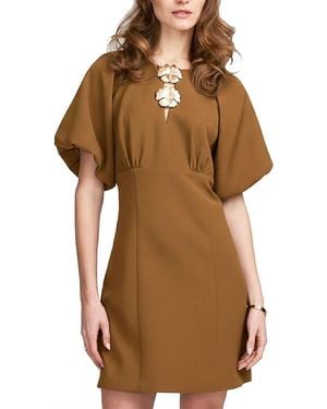 Elle Collection Balloon Sleeve Dress - Brown