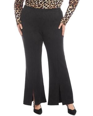 Karen Kane Faux Suede Front Slit Pants - Black