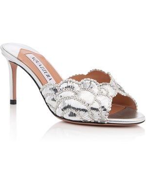 Aquazzura Ce Soir Pointed Mule Pumps - Metallic