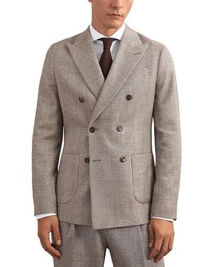 Reiss Pinto Double Breasted Wool Blend Herringbone Blazer - Gray
