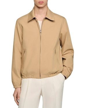 Sandro Classic Fit Zip Up Jacket - Natural