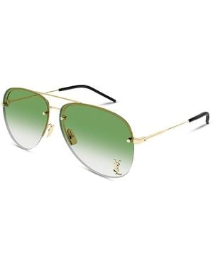 Saint Laurent Classic 11 M Pilot Sunglasses, 59Mm - Green