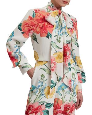 Ted Baker Luusile Scarf Neck Blouse - White