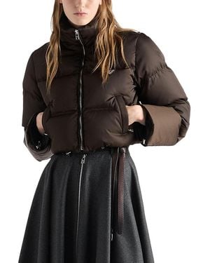 Prada Cropped Re-Nylon Down Jacket - Black