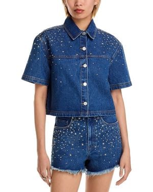 Blank NYC Cropped Denim Shirt - Blue