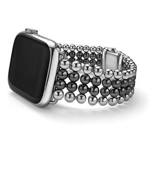 Lagos Stainless Steel & Ceramic Smart Caviar Watch Band For Apple Watch - Black