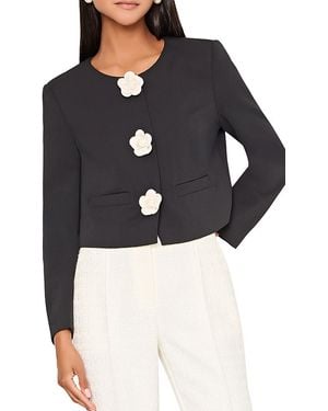 MILLY Selena Camellia Applique Cropped Jacket - Black