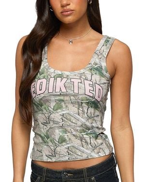 Edikted Girly Ribbed Tank Top - Gray