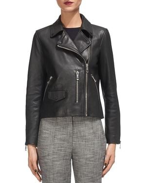 Whistles Agnes Leather Moto Jacket - Black