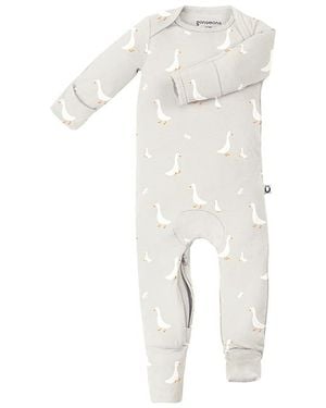 GUNAMUNA Romper Footie Convertible Pajama - White
