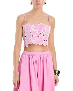 Cinq À Sept Paisley Bloom Embroidered Top - Pink