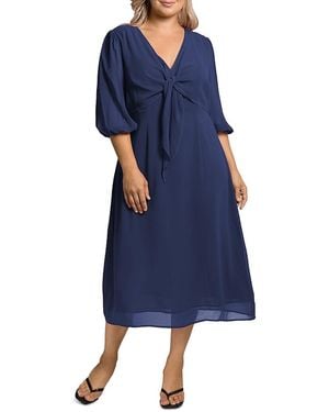 Standards & Practices Kenna Tie Front Midi Dress - Blue