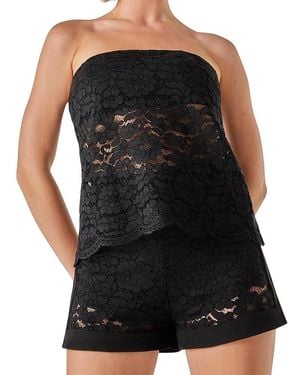 Nasty Gal Bandeau Lace Tailored Top - Black