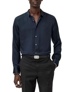 John Varvatos Albany Button Front Silk Shirt - Blue