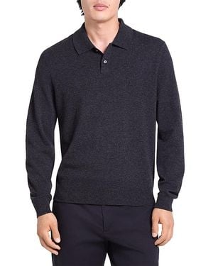 Theory Goris Cashmere Long Sleeve Polo Sweater - Blue