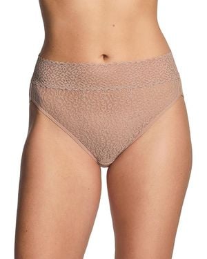 Wacoal High Bar High Cut Lace Panties - Natural