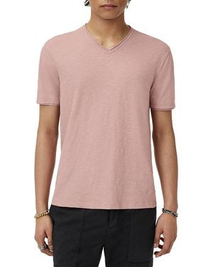 John Varvatos Miles Slub V Neck Tee - Pink