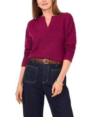 Vince Camuto Drop Shoulder Henley Neck Sweater - Purple