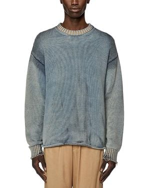 DIESEL Delos Stonewashed Distressed Sweater - Blue