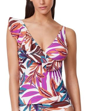 Gottex Ruffle V Neck Tankini Top - Red