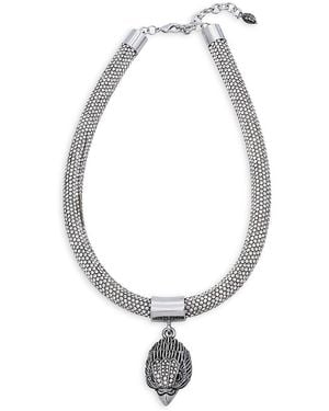 Kurt Geiger Shimmer Mesh Rope Eagle Collar Necklace, 16 - Metallic