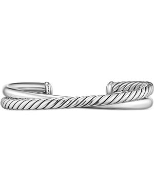 David Yurman Crossover Two Row Cuff Bracelet - White