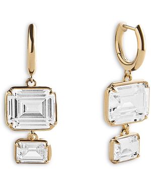 BaubleBar Felicity Double Crystal Charm Hoop Earrings - Metallic